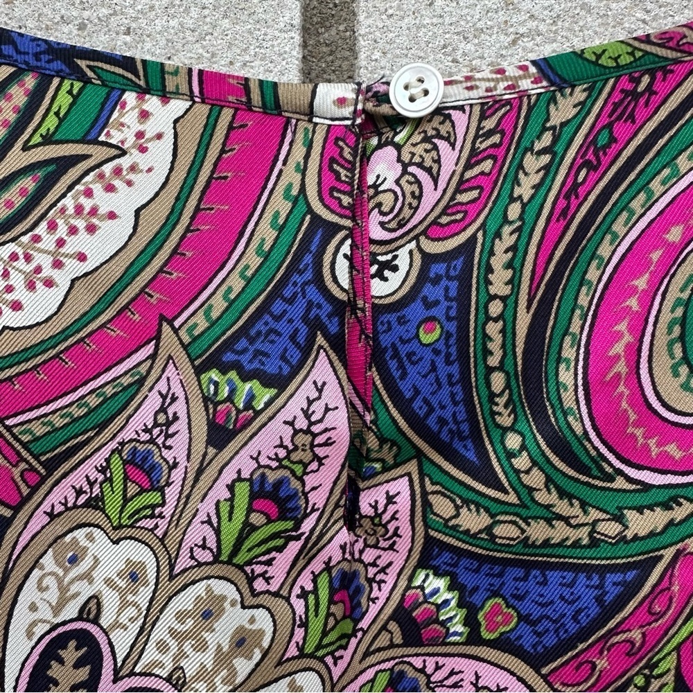 Talbots 100% Silk Jewel Tone Paisley Tank Shell Top Multicolor Petite 12P Boho - Picture 7 of 9